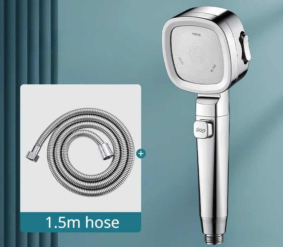 High-Pressure Water-Saving Shower Head with Three Adjustable Modes and One-Key Stop Function for Enhanced Shower Experience
