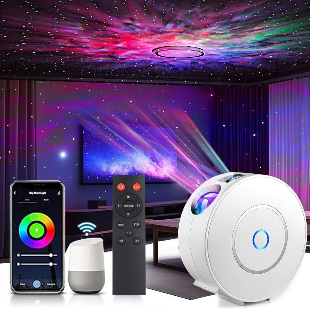 Whole Room Coverage Area Northern Lights Projector Galaxy Aurora 8 Effects Combinations with Night Light Egg Cover for Bedroom Light Sleep (Black)