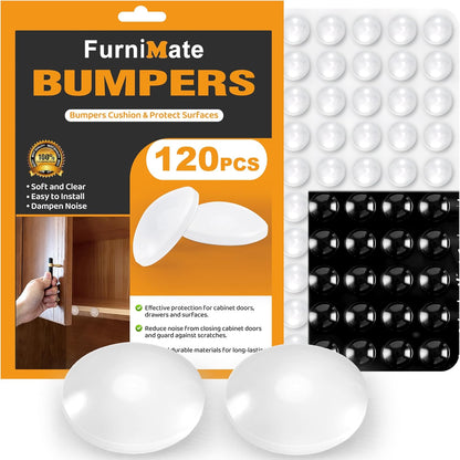 Cabinet Door Bumper, Cabinet Bumpers Clear 120PCS, Cabinet Stoppers Rubber, Cabinet Cushion Drawer Stops, Rubber Cabinet Door Bumpers Sound Dampening 3/8 Inch