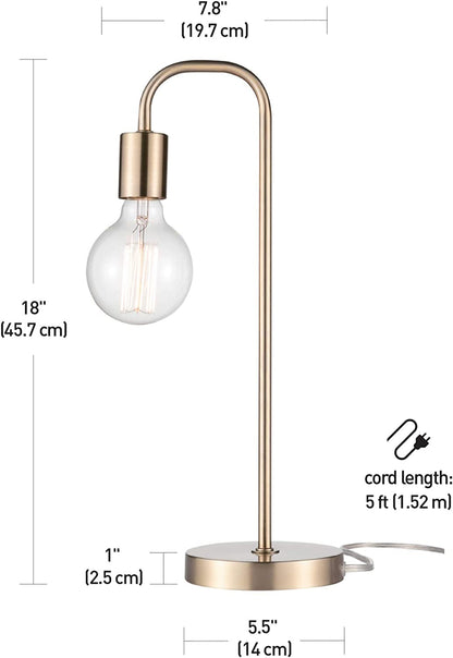 Holden 18-Inch Matte Brass Table Lamp - Modern Night Stand and Bedroom Décor for Living Room and Bedside Lighting