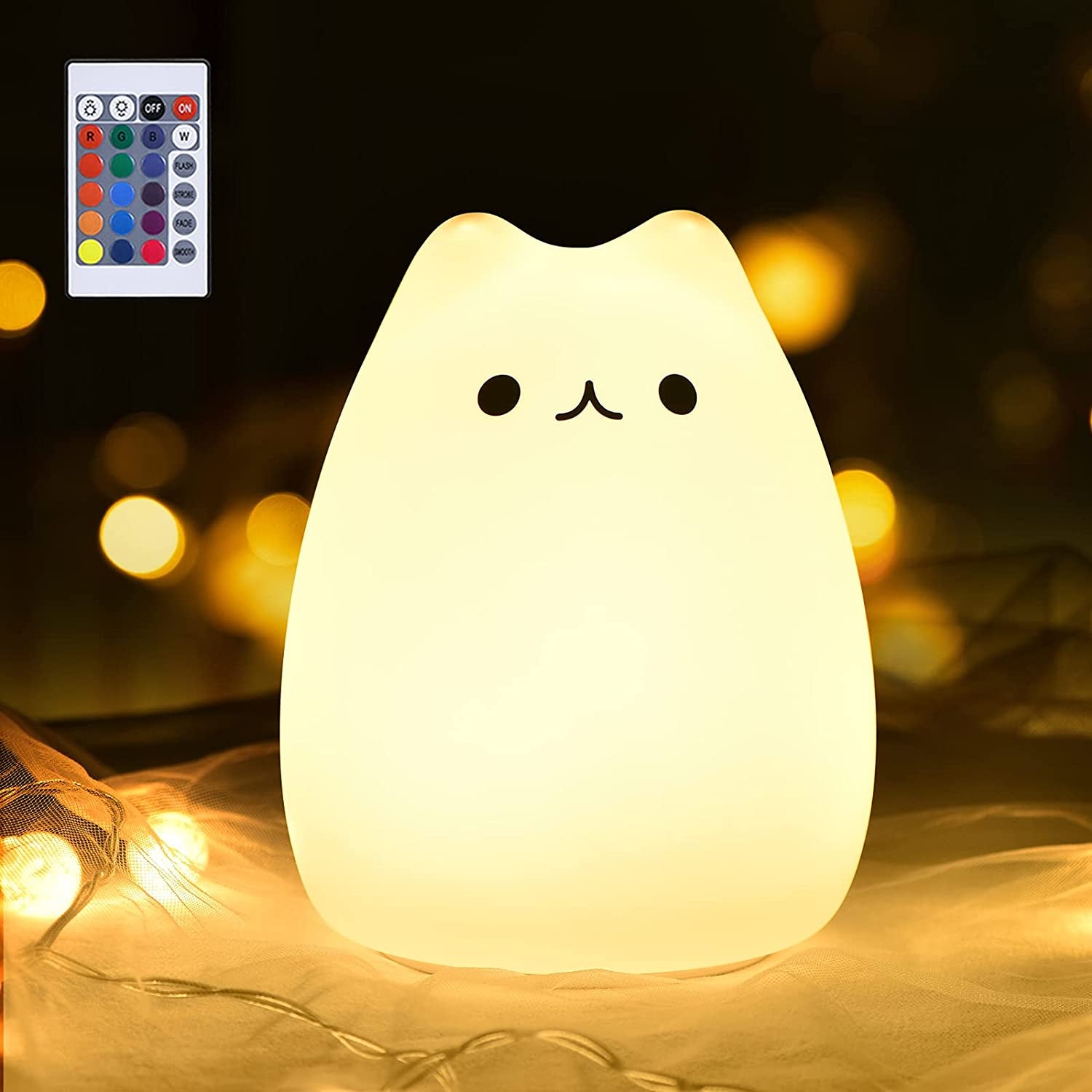 Kawaii Cat Lamp - Ideal Gift for Young Girls and Teen Graduates, Remote-Controlled Night Light for Kids' Bedrooms and Nurseries