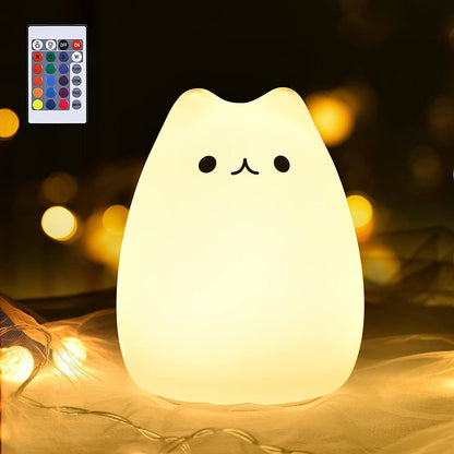 Kawaii Cat Lamp - Ideal Gift for Young Girls and Teen Graduates, Remote-Controlled Night Light for Kids' Bedrooms and Nurseries