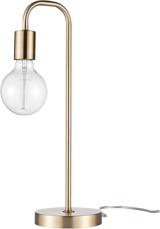 Holden 18-Inch Matte Brass Table Lamp - Modern Night Stand and Bedroom Décor for Living Room and Bedside Lighting