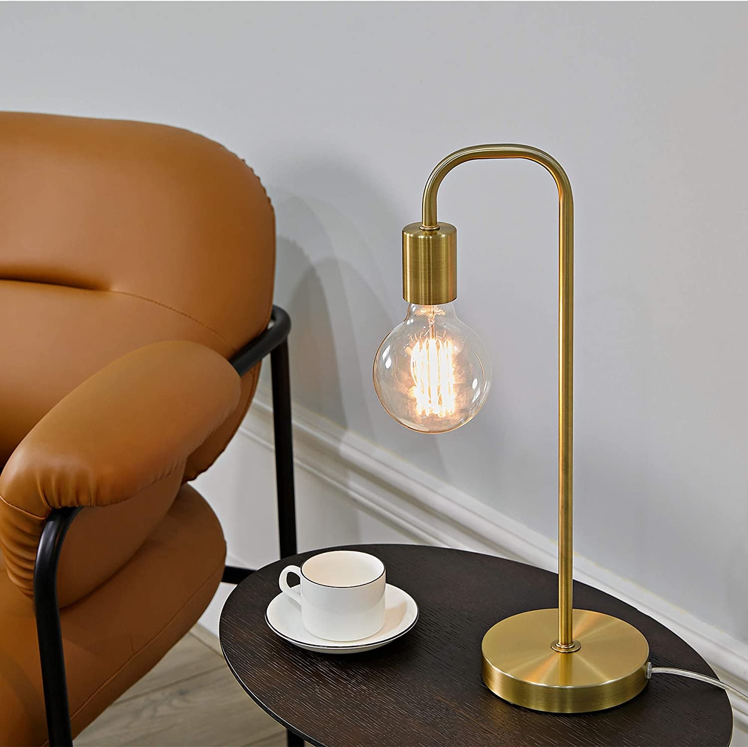 Holden 18-Inch Matte Brass Table Lamp - Modern Night Stand and Bedroom Décor for Living Room and Bedside Lighting