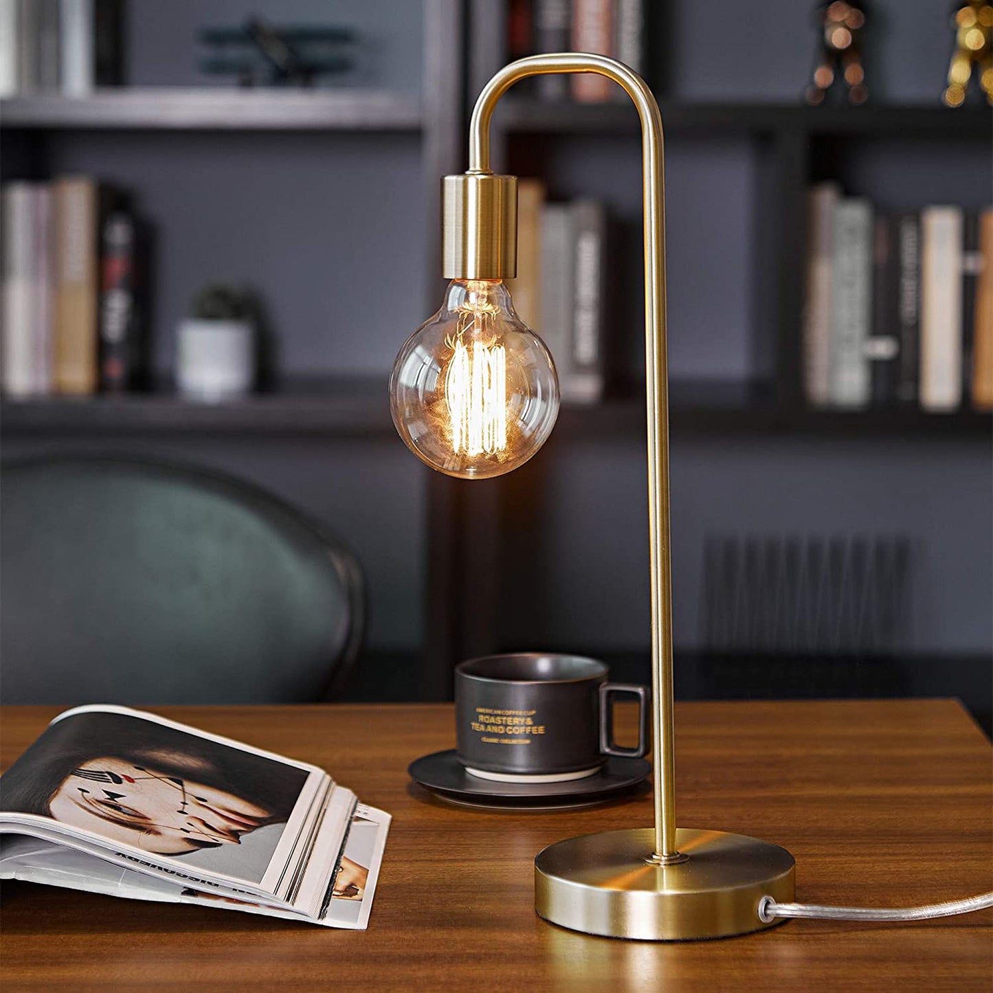 Holden 18-Inch Matte Brass Table Lamp - Modern Night Stand and Bedroom Décor for Living Room and Bedside Lighting