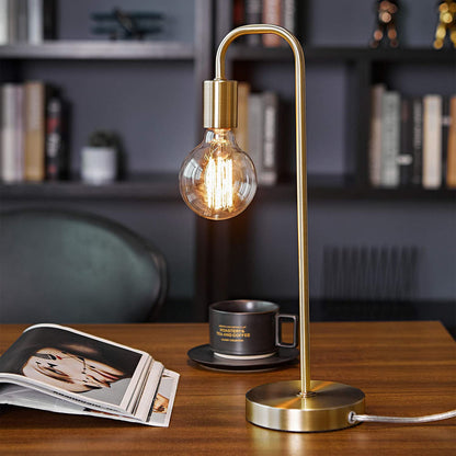 Holden 18-Inch Matte Brass Table Lamp - Modern Night Stand and Bedroom Décor for Living Room and Bedside Lighting