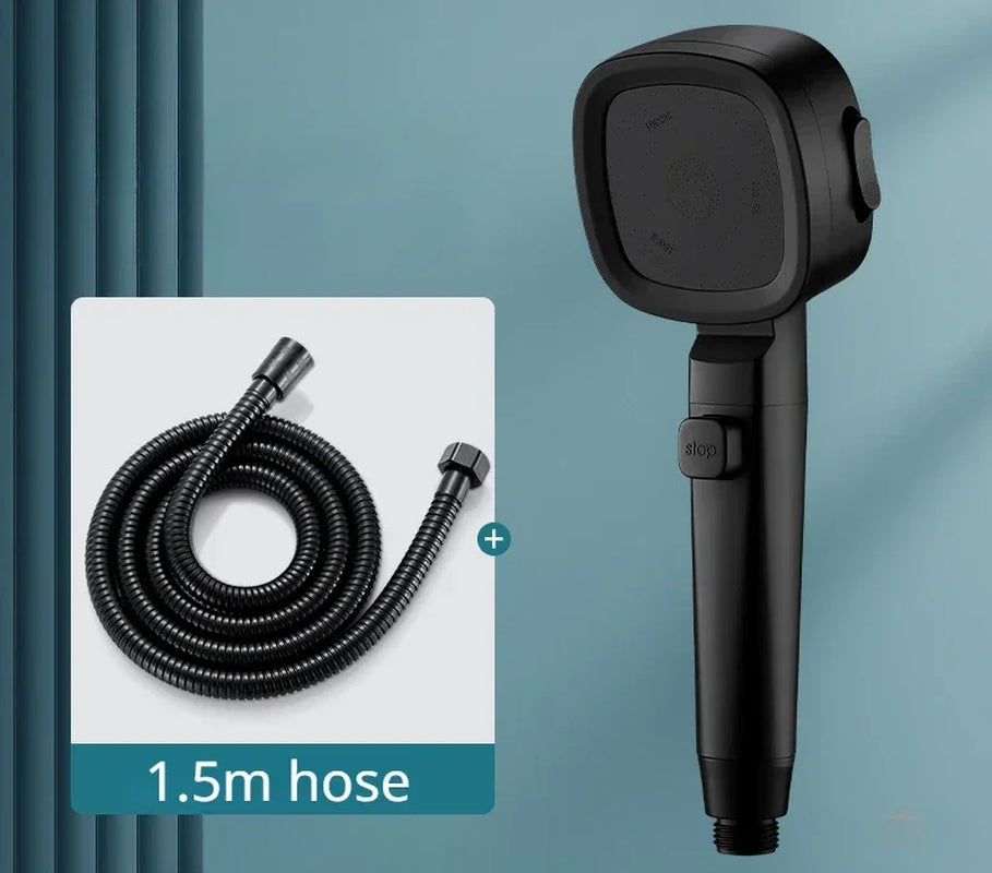 High-Pressure Water-Saving Shower Head with Three Adjustable Modes and One-Key Stop Function for Enhanced Shower Experience