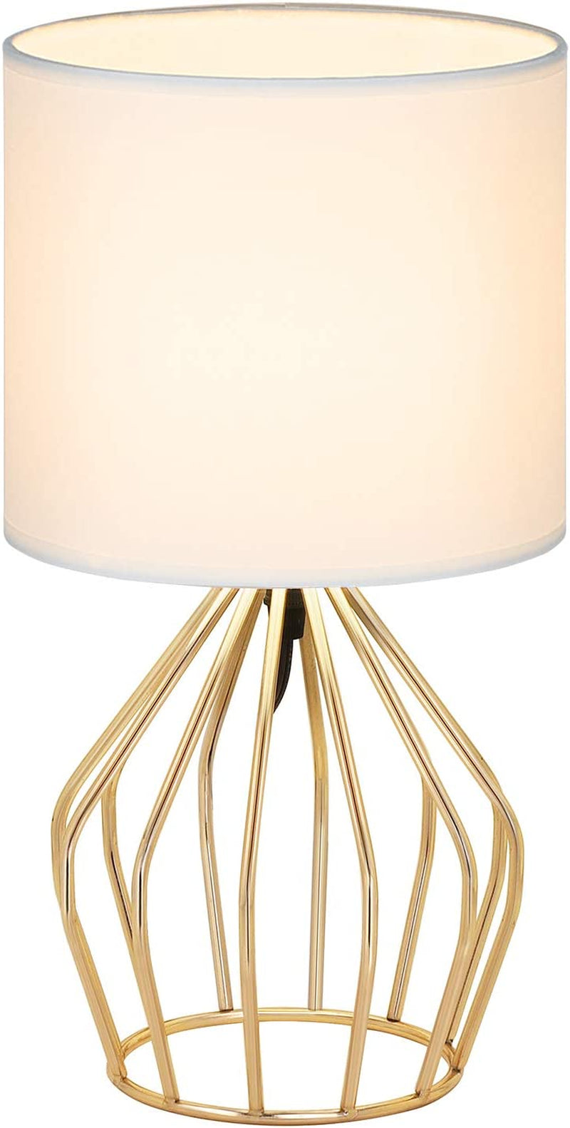 Modern Gold Table Lamp with Hollow Base and Linen Fabric Shade - Elegant Small Bedside Lighting for Bedrooms and Living Rooms