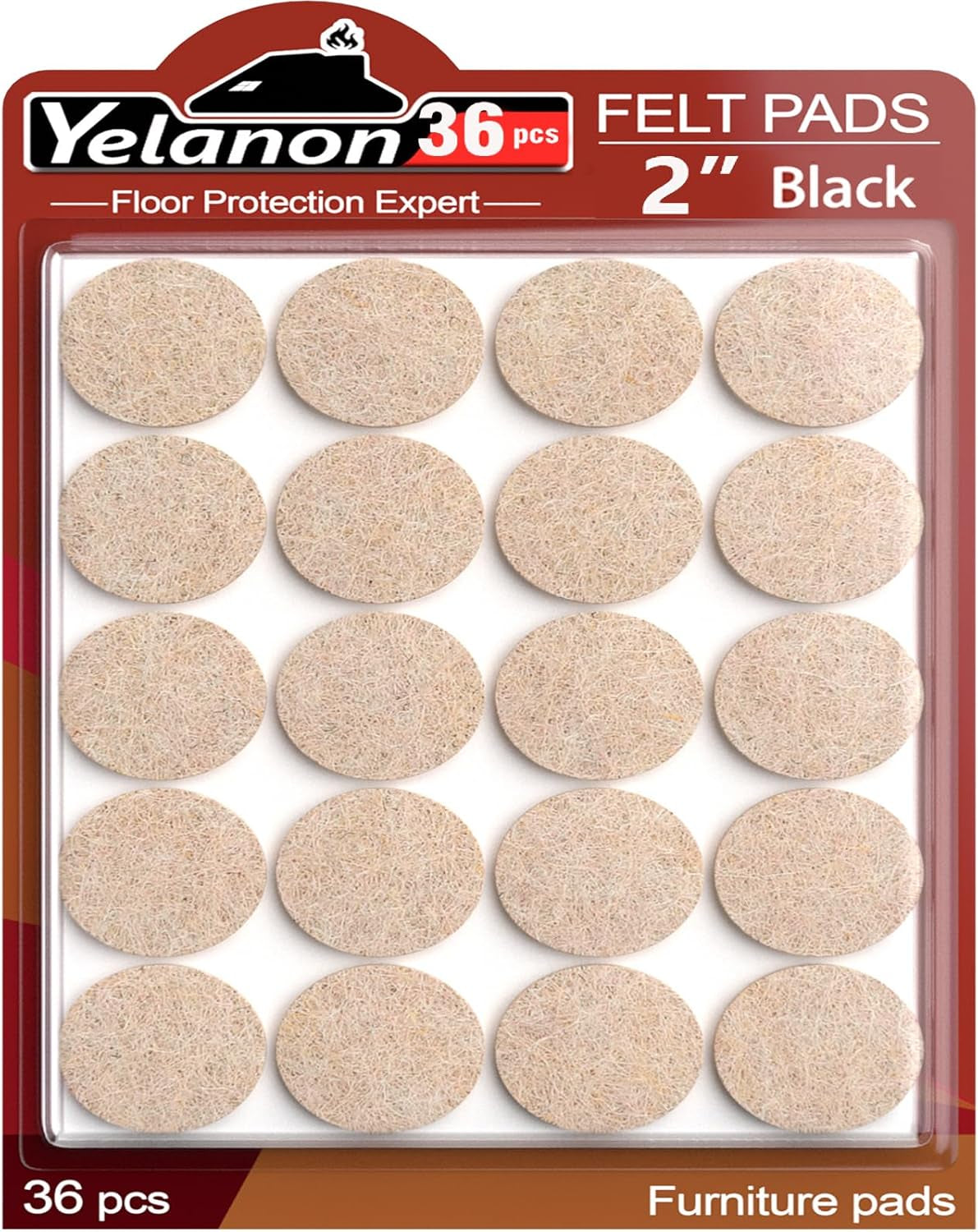Felt Furniture Pads for Hardwood Floors -36 Pcs 2" Premium Floor Protectors for Furniture, Felt Pads for Chair Legs, Beige