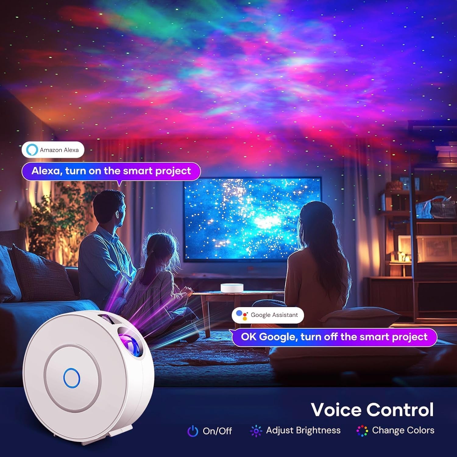 Whole Room Coverage Area Northern Lights Projector Galaxy Aurora 8 Effects Combinations with Night Light Egg Cover for Bedroom Light Sleep (Black)
