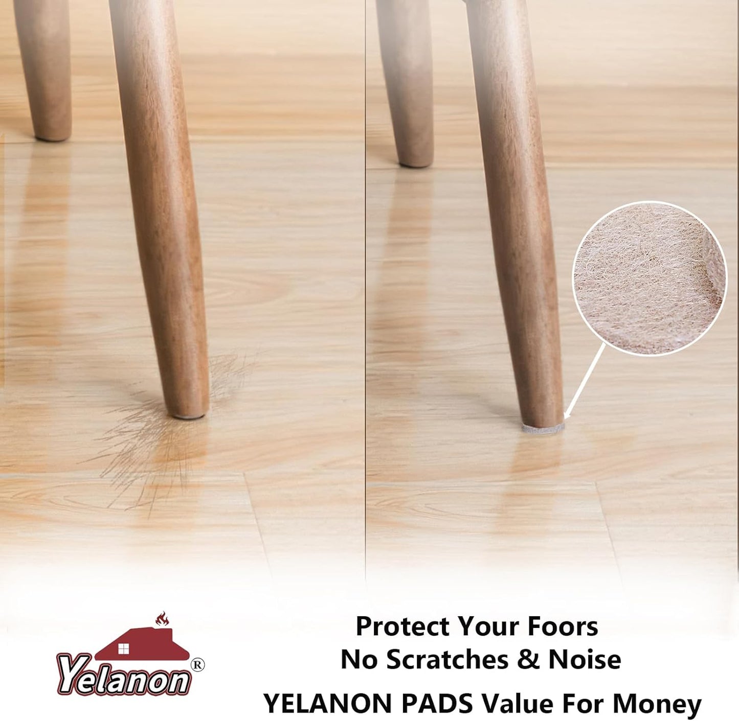 Felt Furniture Pads for Hardwood Floors -36 Pcs 2" Premium Floor Protectors for Furniture, Felt Pads for Chair Legs, Beige