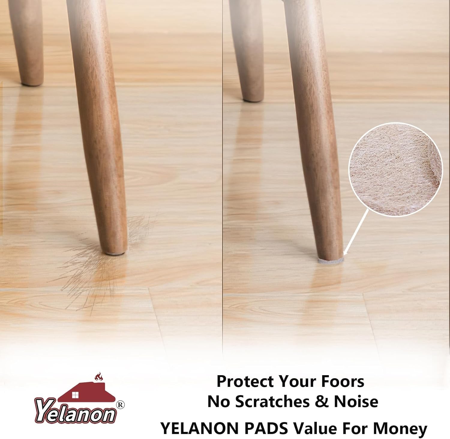 Felt Furniture Pads for Hardwood Floors -36 Pcs 2" Premium Floor Protectors for Furniture, Felt Pads for Chair Legs, Beige
