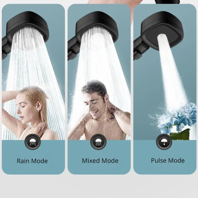 High-Pressure Water-Saving Shower Head with Three Adjustable Modes and One-Key Stop Function for Enhanced Shower Experience