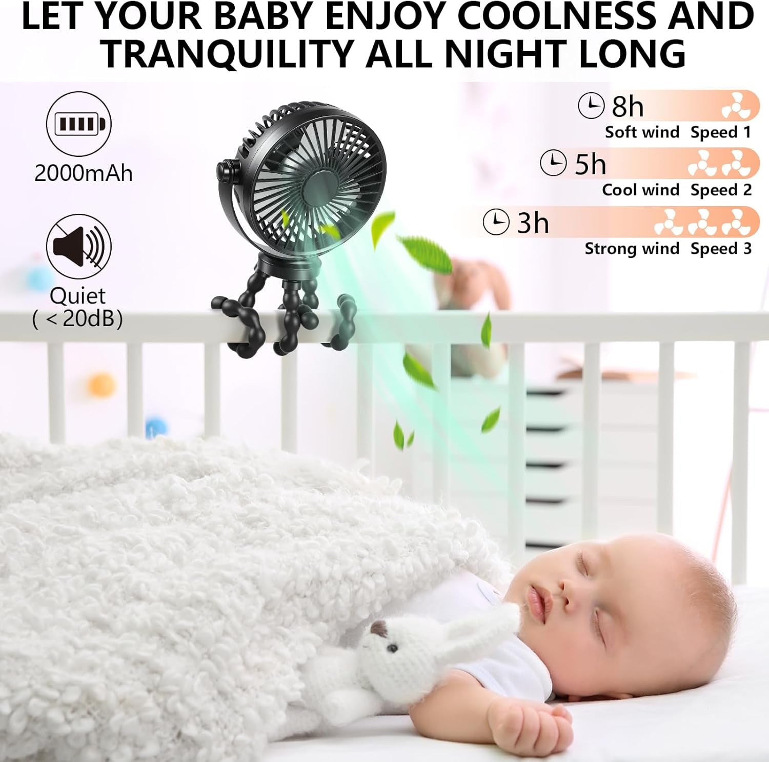 Portable Mini Handheld Fan - Versatile USB/Battery Operated Stroller, Car Seat, and Desktop Fan with Flexible Tripod Clip for Camping and Travel (Black)