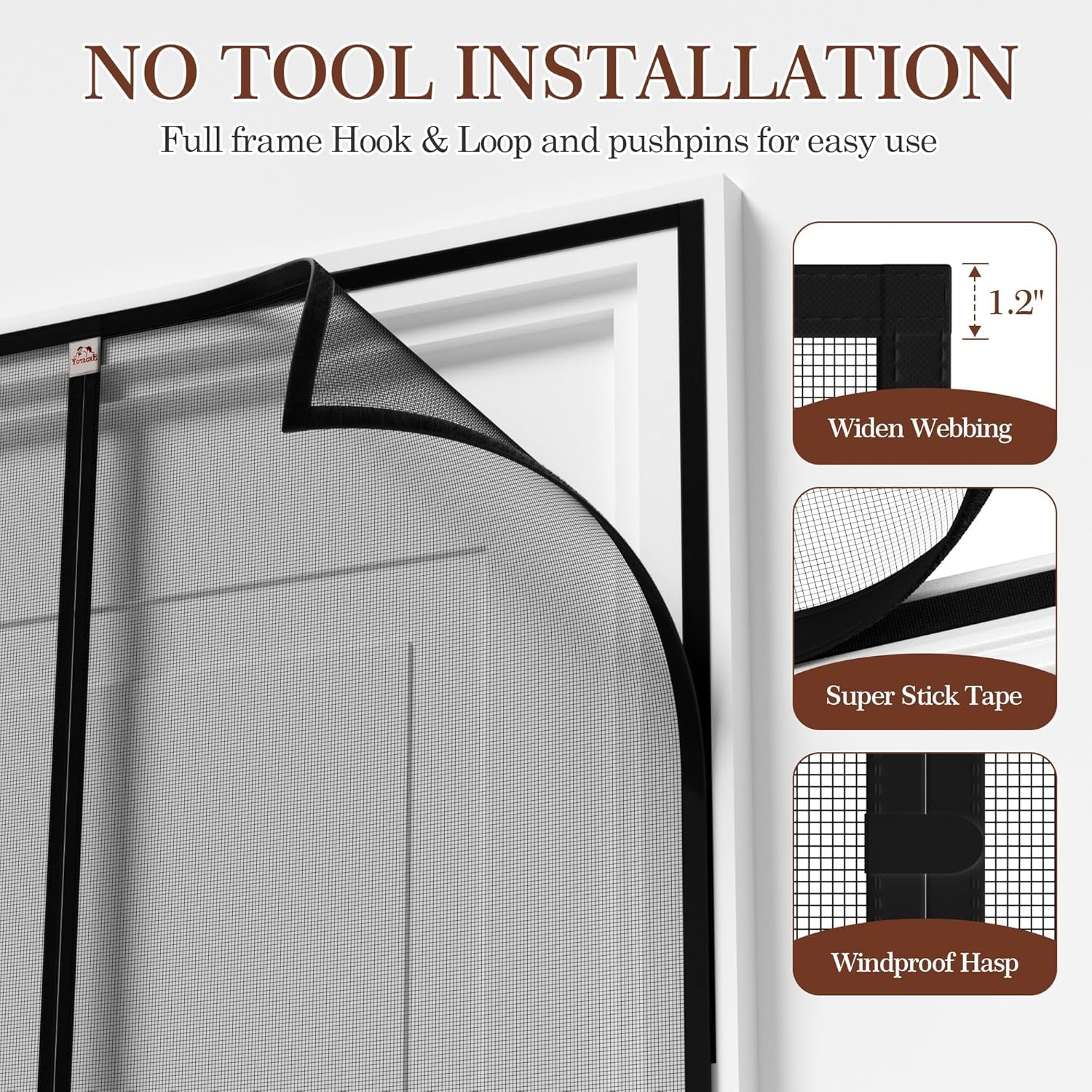 Magnetic Screen Door Fits Door Size 64 X 80, Screen Size 66" X 81" Strengthened Fiberglass Net Curtain for Patio Sliding French Doors Black