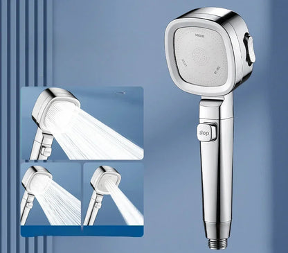High-Pressure Water-Saving Shower Head with Three Adjustable Modes and One-Key Stop Function for Enhanced Shower Experience