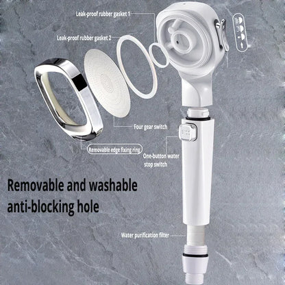 High-Pressure Water-Saving Shower Head with Three Adjustable Modes and One-Key Stop Function for Enhanced Shower Experience