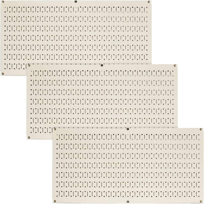 Pegboard Value Pack - Set of Three 16-Inch Tall x 32-Inch Wide Horizontal Metal Wallboards for Home and Garage Tool Storage Organization in Beige