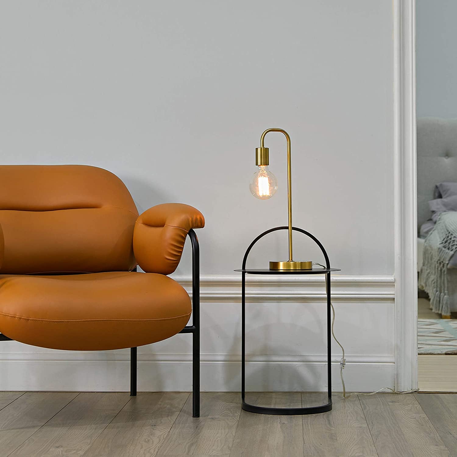 Holden 18-Inch Matte Brass Table Lamp - Modern Night Stand and Bedroom Décor for Living Room and Bedside Lighting