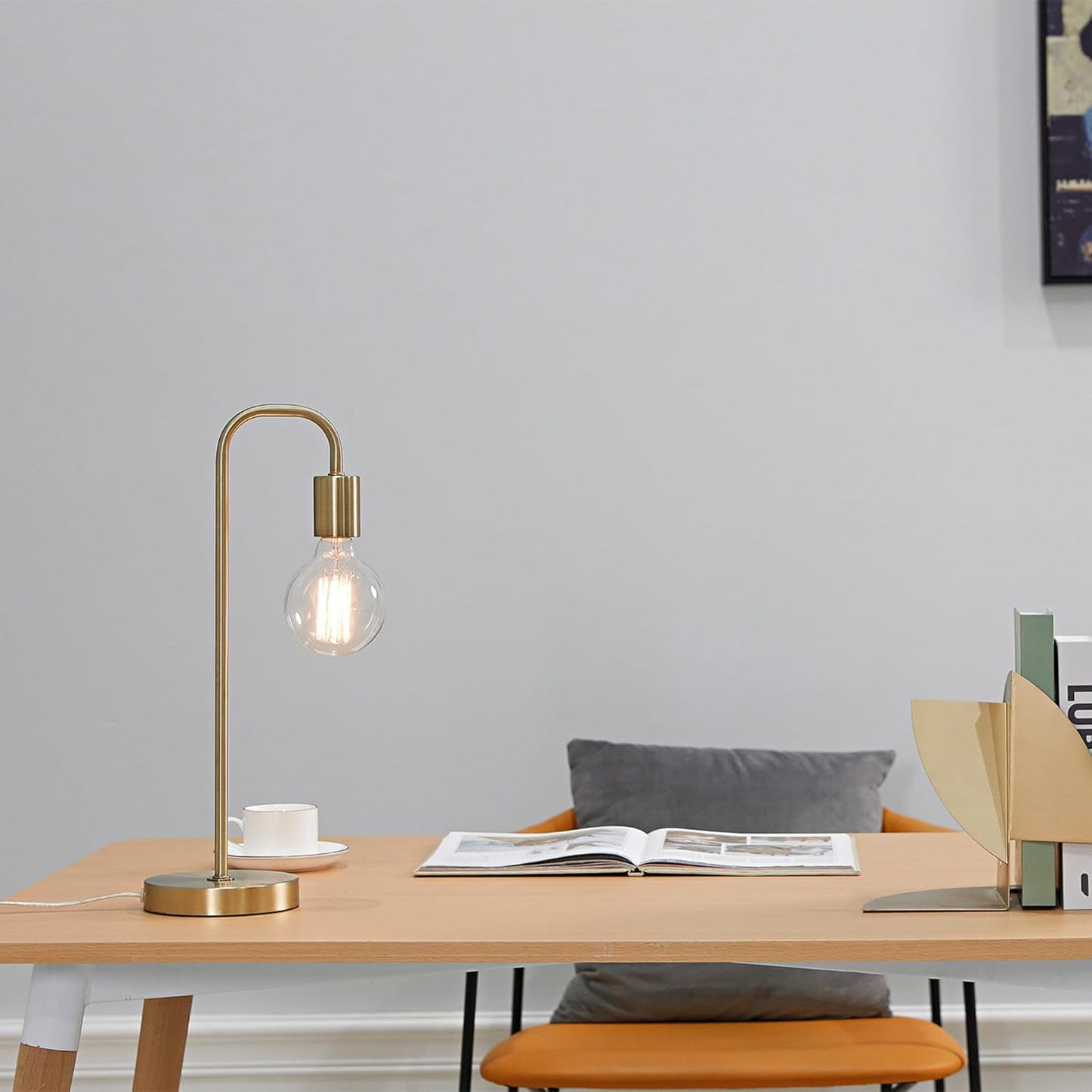 Holden 18-Inch Matte Brass Table Lamp - Modern Night Stand and Bedroom Décor for Living Room and Bedside Lighting