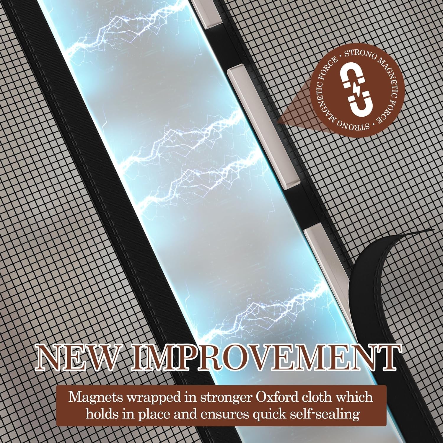 Magnetic Screen Door Fits Door Size 64 X 80, Screen Size 66" X 81" Strengthened Fiberglass Net Curtain for Patio Sliding French Doors Black