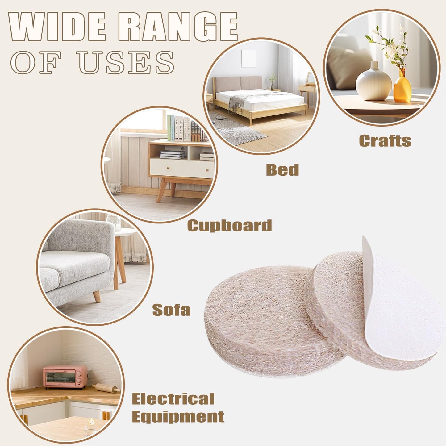 Felt Furniture Pads for Hardwood Floors -36 Pcs 2" Premium Floor Protectors for Furniture, Felt Pads for Chair Legs, Beige