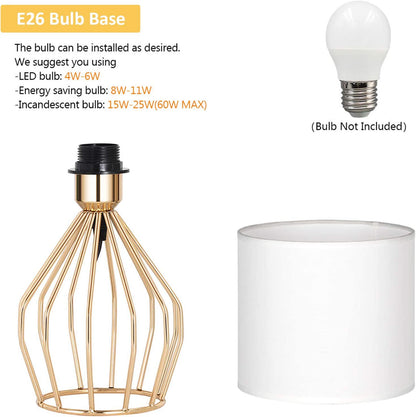 Modern Gold Table Lamp with Hollow Base and Linen Fabric Shade - Elegant Small Bedside Lighting for Bedrooms and Living Rooms