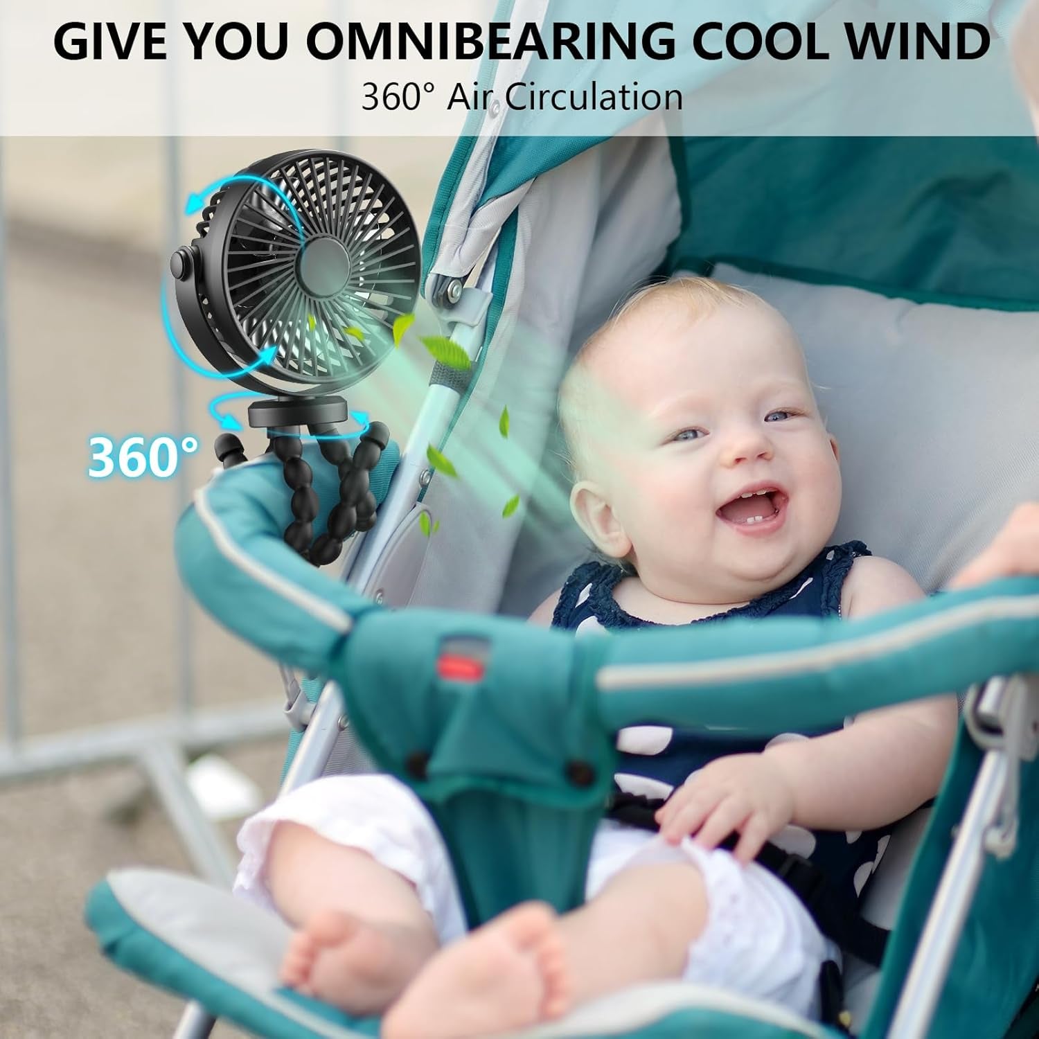 Portable Mini Handheld Fan - Versatile USB/Battery Operated Stroller, Car Seat, and Desktop Fan with Flexible Tripod Clip for Camping and Travel (Black)