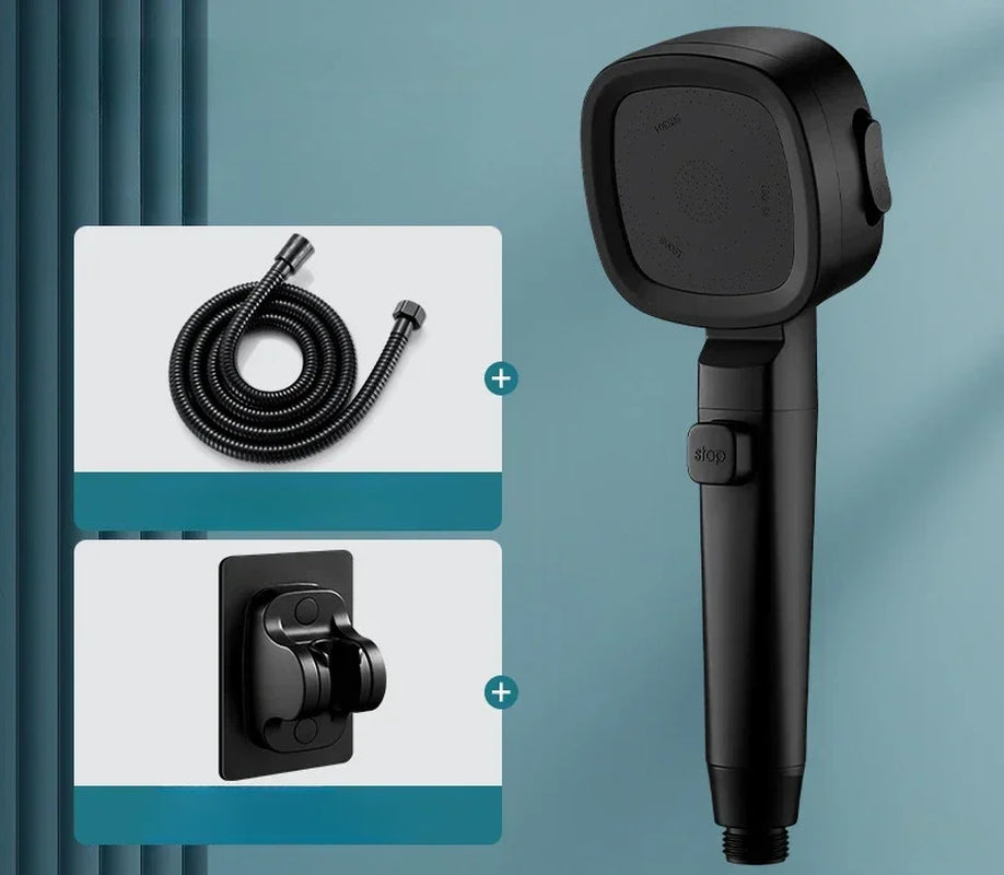High-Pressure Water-Saving Shower Head with Three Adjustable Modes and One-Key Stop Function for Enhanced Shower Experience