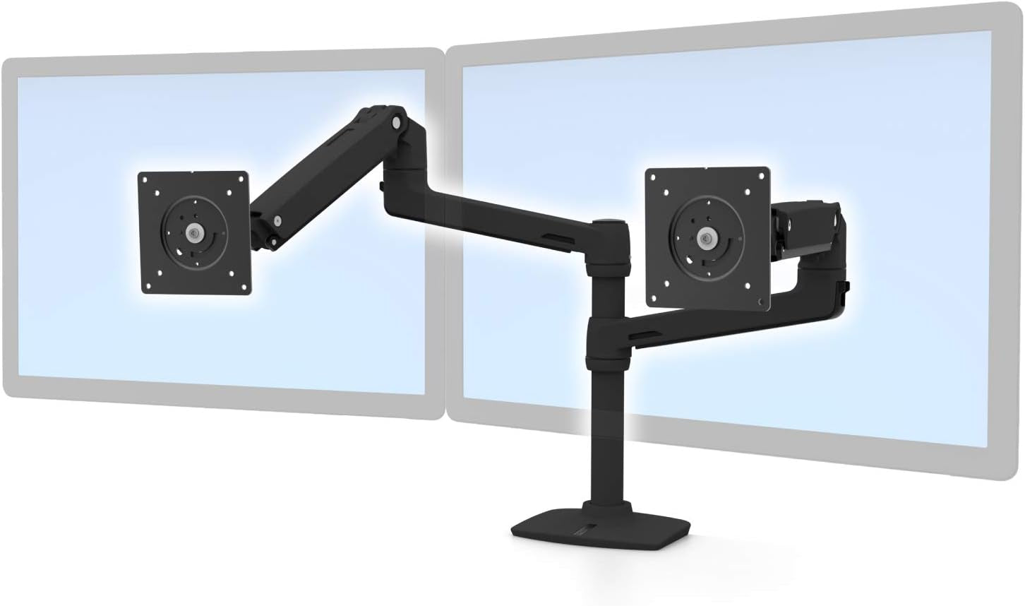 Ergotron – LX Vertical Stacking Dual Monitor Arm, VESA Desk Mount – for 2 Monitors up to 24 Inches, 7 to 20 Lbs Each – Matte Black